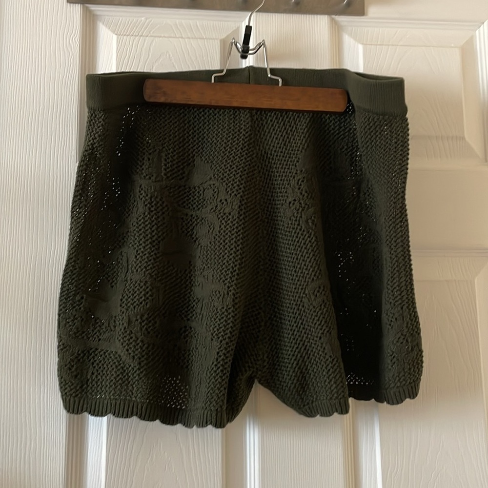 Disturbia tulip jacquard knit shorts olive army green gothic vampire - Picture 6 of 9